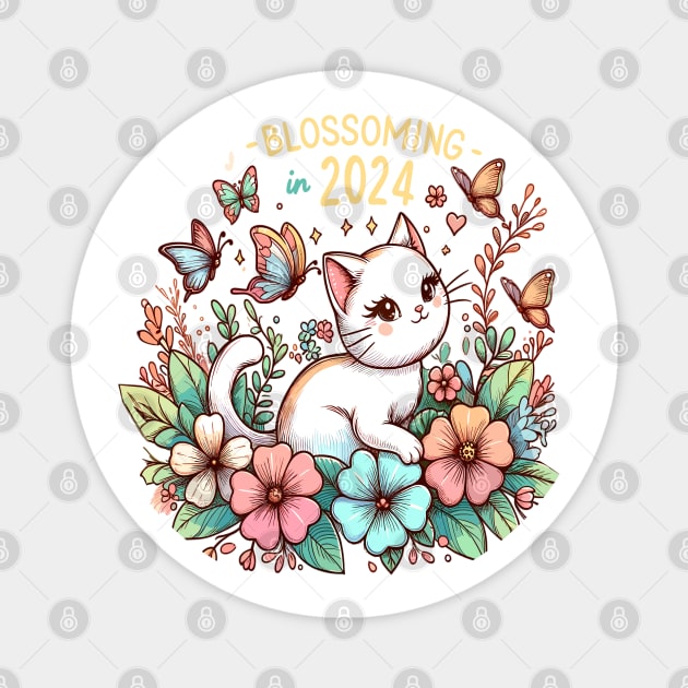 Cat Blossoming Magnet by maknatess